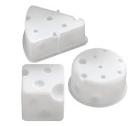 Operitacx Cheese-Shaped Candle Mold Silicone Set 3pcs Multi-Shape for Wax and Beeswax Candle Making 2.83In Reusable with Realistic Texture for Home and Party Decoration