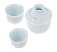 Operitacx Chinese Style Ceramic Wine Set with Comfortable Feel and Smooth Surface, Blue Ceramic Liquor Warming Kit for Hotels and Homes