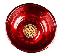 Operitacx Chinese Style Red Round Washbasin with Print Thickened Metal Basin for Wedding Bride Multipurpose Vintage Basin for Banquets and Newlyweds Smooth Edges Easy to Clean