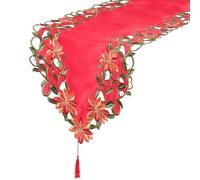 Operitacx Christmas Embroidered Table Runner, Xmas Red Decorations Tablecloths, Festive Holiday Decor for Dinner Party Chic Tablecloth for Family Gatherings and Celebrations