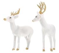 Operitacx Christmas Reindeer Figurines Decorations- 2 Pcs Standing Deer Figurine Statues for Christmas Ornaments, Living Room, Home (White) Deer Toys White