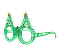 Operitacx Christmas Tree Light up Glasses Festive Green with Glowing Effect and Comfortable PC Frame Sunglasses Includes 3 Button Batteries for Christmas Parties and Dances