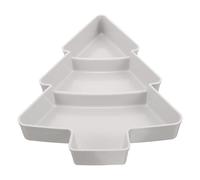 Operitacx Christmas Tree Shaped Snack Tray, Serving Platter with Sections, Dry Dried Fruit Plates Dishes for Candy Party Food Dip Dipping Bowl (Grey)