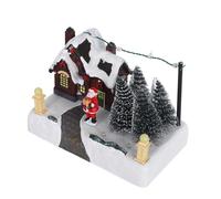 Operitacx Christmas Village Musical Lighted Ornament with LED and Built in Music Box Resin Xmas House Decoration for Festive Table Centerpiece and Holiday Party Favor for Home and Office