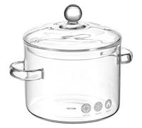 Operitacx Clear Glass Cooking Pot, 1350ml Microwave Saucepan with Lids, Heat Resistant Stockpots for Soup Milk Pasta Food Instant Ramen Korean