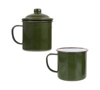 Operitacx Coffee Mugs with Lid Synthetic Material Large Capacity Enamel 2pcs Green Smooth Multi-Functional Cups for Home and Outdoor Use