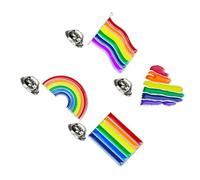 Operitacx Colourful Rainbow Love Flag Brooch Lapel Pins Alloy Material 8pcs with Fashion Pattern Design, Not Easy to Fade or Rust for Gay and Lesbian Pride Party Decoration