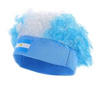Operitacx Creative Argentina Football Fan Wig Party Accessory Made of Sturdy Polyester and Chemical Fiber, Practical and Convenient Clown Wig for Costume and Theme Parties