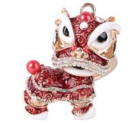 Operitacx Creative Lion Dancing Keychain Shiny Crystals and Metal Material, Chinoiserie Key Pendant Accessory for Christmas and Thanksgiving