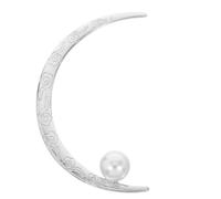 Operitacx Crescent Moon Hair Fork Pin with Cloud Pattern and Simulated Pearls Half-moon Hair Stick for Women for Traditional Updos