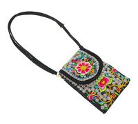 Operitacx Crossbody Canvas Money Storage Pouch Fashion Phone Storage Bag Traditional Ethnic Designs Canvas Multi-functional Design Easy to Access Women Outdoor Use Delicate Embroidery