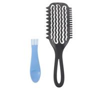 Operitacx Curved Hollow Mesh Curl Styling Brush for Hair Curl Definition and Scalp Care, Pp Material with Wave Texture Design, Reduces Static for Travel and Everyday Use Black