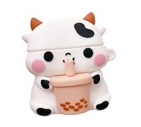 Operitacx Cute Cow Shape Silicone Earphone Cover Case for Protective Wireless Earbuds Case with Hanging Ring Scratch and Secure Fit