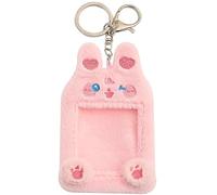 Operitacx Cute Plush Animal Card Sleeve with Keychain Visible Id Card Holder Clip for Soft Protective Cover Compact Lightweight for Daily Use