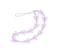 Operitacx Decorative Pearl Phone Chain with Butterfly Pendant Durable Phone Lanyard for Convenient Wrist Strap Crystal Design for Preventing Loss and Theft