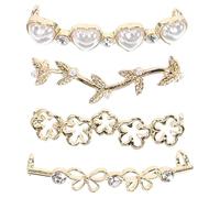 Operitacx Decorative Shoe Buckles Set of 4 Pieces Heart Pearl Leaf Hollow Cherry Blossom Double Bow Designs Lightweight Shoe Embellishments Clips for Casual Sneakers