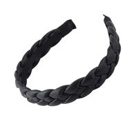 Operitacx Delicate Pu Braided Headband for Women with Wear Resistant and Not Easy to Break Features, Black Wide Band Hairband for Holiday Party and Gathering