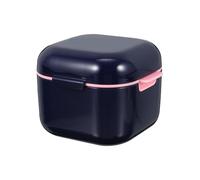 Operitacx Denture Bath Retainer Case Holder, Portable Denture Case, Retainer Soaking Box, Dental Guard Box, Dental Container for Artificial Teeth, Mouth Guard Blue