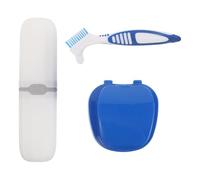 Operitacx Denture Care Kit Portable Case and Gentle Brush for False Teeth Cleaning for Home Trip Office Use