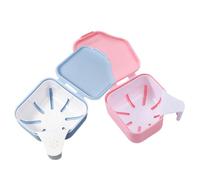 Operitacx Denture Retainer Soaking Container 2Pcs Plastic Box with Strainer Basket Compact Portable Design for False Teeth Care Suitable for Elderly