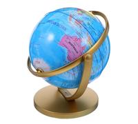 Operitacx Desktop Rotating World Globe 14.2cm Blue with Gold Stand - Small Educational Geography Sphere for Office Desk and Home Decor