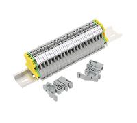 Operitacx Din Rail Terminal Block Kit with Ground Block and End Bracket High Impact Resistant Screw Terminal Connector for Circuit Breakers Plcs Relays and Electrical Wiring Projects