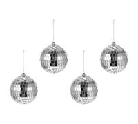 Operitacx Disco Ball Ornament with Classic Design 4pcs Silver Glass Shiny Impression Photo Props for Wedding Stage Ornament and Themed Parties Decoration