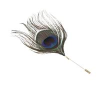 Operitacx DIY Peacock Plumage Lapel Pin Unique Stick Pin Brooch for Cowboy Hats Suits Tuxedos Lightweight Plumage Boutonniere for Vintage Modern Styles