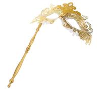 Operitacx Dragon Mask Stick Removable Motif Elegant Plastic with Golden Halloween Cosplay Party for Adults, Women, for Masquerade and Halloween Events