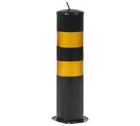 Operitacx Driveway Security Post 50Cm Steel Parking Bollard with Black Yellow Warning Stripes for Highway Maintenance and Roadside Isolation