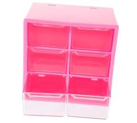 Operitacx Dustproof Multi Drawer Storage Box with Six Compartments Desk Organizer for Cosmetics Stationery and Small Sundries Practical Vanity and Office Storage in Rose Red