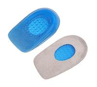 Operitacx Elastic Gel Heel Insoles Shock Absorbing Heel Pads Half Size Small 36-40 Dark Blue and Plantar Foot