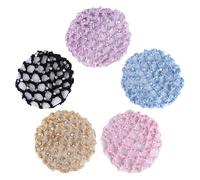 Operitacx Elastic Hair Snood Net 5pcs with Pearl Design Handmade Crochet Hairnet Polyester Material Quickly Put Your Hair and Concentrate on Work for Gymnastics and Performances