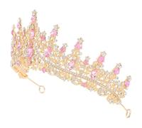 Operitacx Elegant Baroque Pink Rhinestone Tiara Headband for Weddings and Photo Props, Featuring Comfortable Secure Fit and Zinc Alloy Material, Party Crystal Tiara Accessory