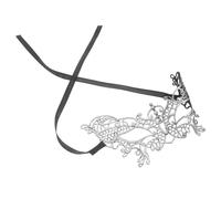 Operitacx Elegant Butterfly Lace Half Face Mask for Women, Comfortable Fit Venetian in Silver, for Prom, Masquerade Balls, and Costume Parties
