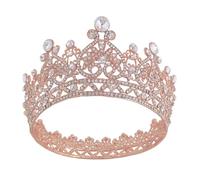 Operitacx Elegant Golden Alloy Rhinestone Crown Hair Piece for Women, Creative High-end Wedding Hair Accessory with High Toughness and Sturdy Copper Claw Material, for Bridal Or Special