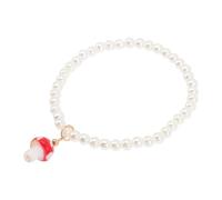 Operitacx Elegant Pearl Bracelet with Mushroom Charm, Lightweight and Skin Friendly Plastic Beaded Bracelet, for Bridal Party and Summer Events