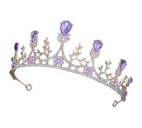 Operitacx Elegant Purple Wedding Tiara for Women Sturdy Zinc Alloy Material and Comfortable Wearing, Headband for Ceremony and Parties, Beautiful Bridal Crown Accessory