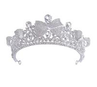 Operitacx Elegant Royal Tiara Wedding Accessories with Rhinestone and Zinc Alloy, Easy to Wear Silver Crown for Brides and Bridesmaids, for Dress and Wedding Party Favors