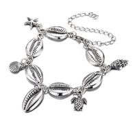 Operitacx Elegant Silver Alloy Women Anklet with Sea Star and Shell Design, Portable and Comfortable to Touch Foot Chain for Dress Or Skirt Accessories