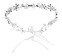 Operitacx Elegant Silver Crystal Wreath Rhinestone Headband with Handmade Flowers, Alloy Material Bridal Hair Accessory for Fairy Party and Dress on Ordinary Day