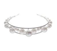 Operitacx Elegant Silver Pearl Headband Lightweight Alloy Wedding Hairband Suitable for Birthday Holiday Pageant Wear Luxurious High-end Hair Decor
