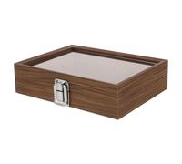 Operitacx Elegant Walnut Wood Jewelry Box with Glass Cover, Large Capacity Ring and Earring Holder Organizer for Women, Protects Jewelry with Refined Luxury Style for Home Storage