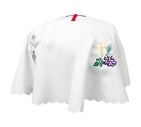 Operitacx Embroidered round Church Tablecloth with Advanced Anti-wrinkle and Dustproof Polyester Fabric for Holy Communion and Religious Events Altar Cover