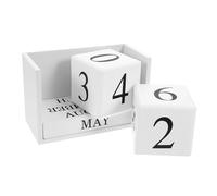Operitacx European Style Wooden Block Perpetual Calendar for Desk Rustic Desktop Daily Calendar with Easy Date Elegant Office Decor and Wood Construction for Home and Workspace