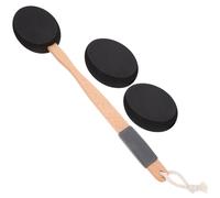 Operitacx Eva Bath Brush Exfoliating Body Scrubber Black with Wood Handle, Enhanced Grip and -Resistant Back Applicator with Brush for Cream for Bath and Shower Use