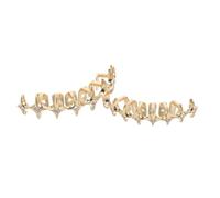 Operitacx Fake Grills for Stage Shows and Performances, Boosts Confidence Urban Style Star Shaped Gold Plated Metal Body Jewelry with Diamond Design and Versatile Use for Men and Women