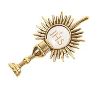 Operitacx First Communion Lapel Pin Cross Badge in Golden Zinc Alloy, Unique Design Religious Pin for Daily Wear and Ceremonies, Longterm Wear and Resist Deformation Clothing Accessory