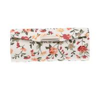 Operitacx Floral Lipstick Case for Woman Portable Retro Elegant Cosmetic Box with Mirror White Brocade Cloth Material Stylish Travel Accessory