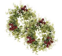 Operitacx Flower Candle Wreath 2pcs Candle Garland Rings Simulation Berry Mini Wreaths for Christmas Holder Rings Christmas Autumn Decorations (Red Berry)
